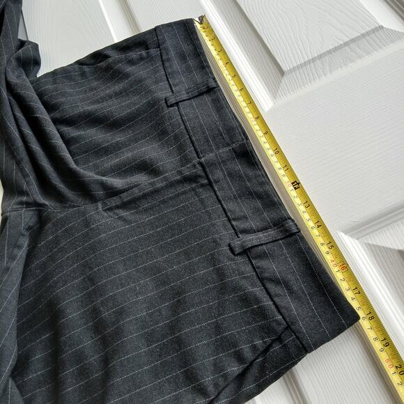 Karen Kane Black Pinstripe Slacks 14 self hemmed 27" inseam short warm comfy - Picture 6 of 14